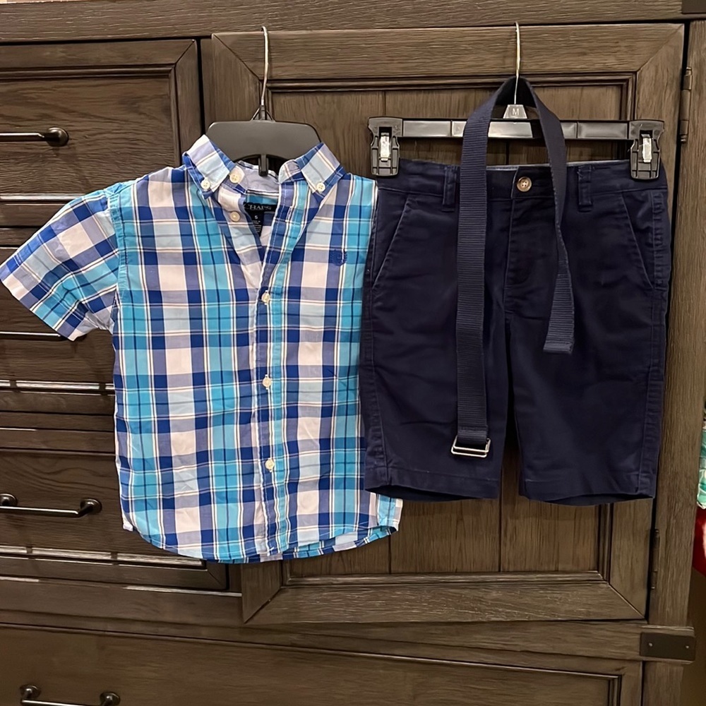 Chaps boys shirt (5)/shorts (6), EUC